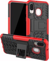 Rugged Kickstand Back Cover - Samsung Galaxy A40 Hoesje - Rood