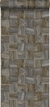 Papier peint Origine motif chutes de bois marron foncé - 347519-53 cm x 10,05 m