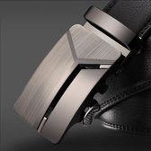 Leren Riem met Zilveren Gesp - Zwart - 130 cm