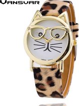 Horloge analoog kat met panterprint