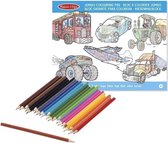 Jongens kleurboek met kleurpotloden set