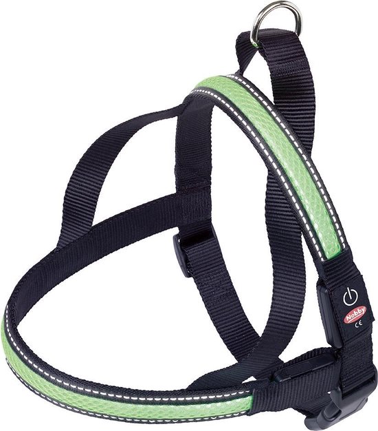 Nobby Lichtgevende Tuig - Hond - Groen - Buikband: 50 tot 65 cm - Borstband: 48 cm