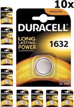 10 Stuks (10 Blister a 1St) Duracell CR1632 125mAh 3V Lithium Knoopcel Batterij