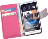 LELYCASE Bookcase Flip Cover Wallet Hoesje HTC One Mini M4 Pink