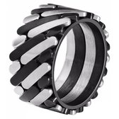 Edelstaal heren ring Diagonal Grid Black Silver-18mm
