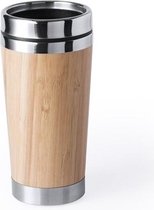 2x Luxe bamboe/RVS reis bekers voor koffie of thee 500 ml