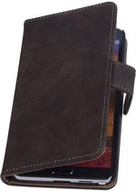 Bark Bookstyle Wallet Case Hoesjes voor Galaxy Note 4 N910F Donker Bruin