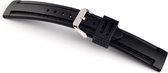 Horlogeband Rubber Balistic Zwart Stiksel - 22mm