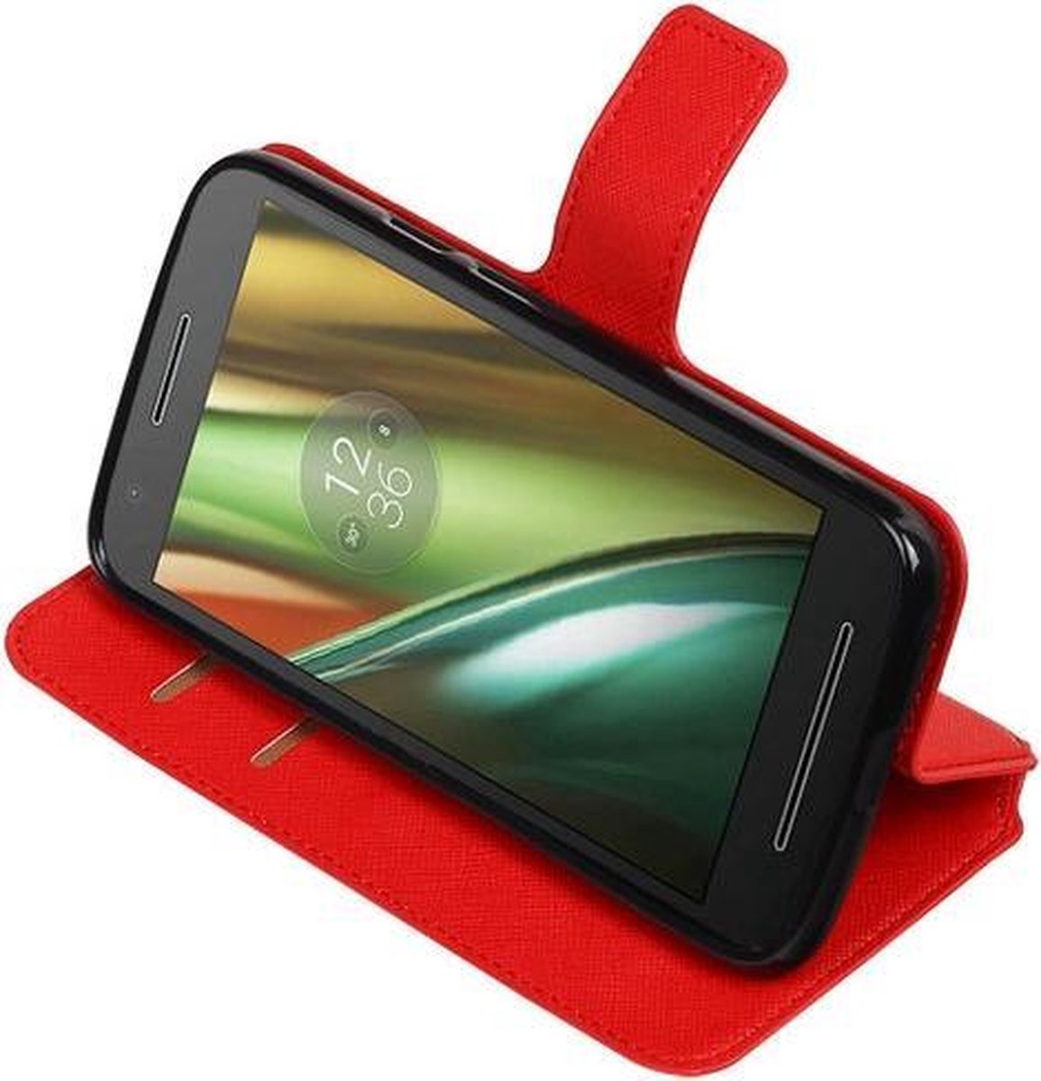 BestCases.nl Rood Motorola Moto E3 TPU wallet case booktype hoesje HM Book