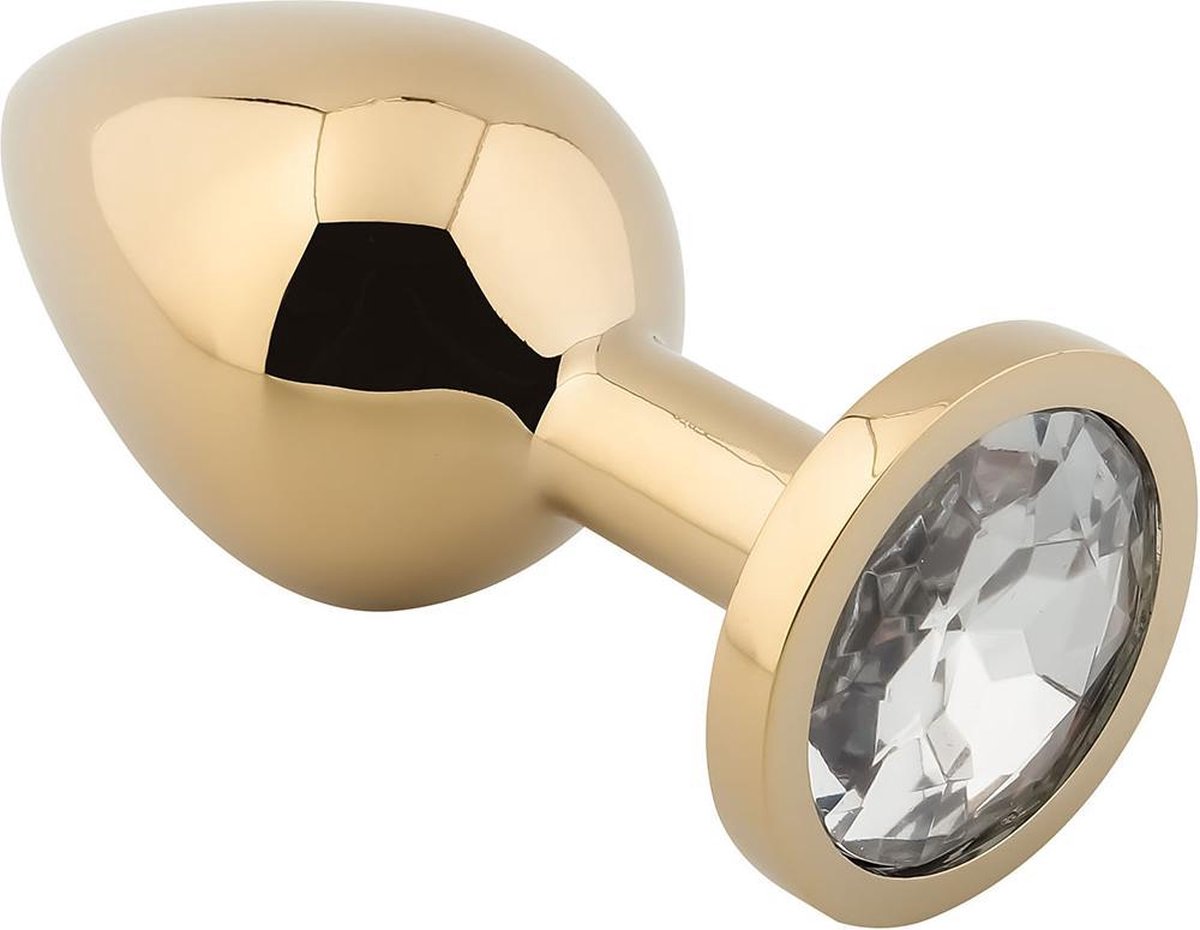 Goedkoopste Banoch - Buttplug Aurora clear gold Medium - gouden Metalen buttplug - Diamant steen - transparant