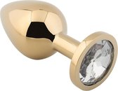 Banoch - Buttplug Aurora clear gold Medium - gouden Metalen buttplug - Diamant steen - transparant