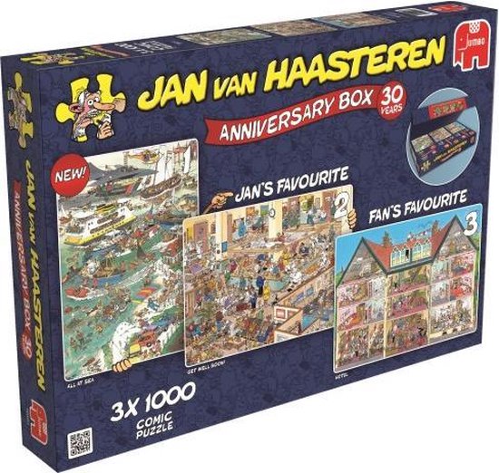 Ontwarren Perceptueel zege Jan van Haasteren Jubileum Box 3 in 1 puzzel - 3 x 1000 Stukjes | bol.com
