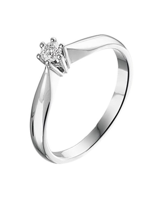 The Jewelry Collection Ring Diamant 0.10 Ct. - Witgoud (14 Krt.)