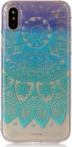 Shop4 - iPhone Xs Hoesje - Zachte Back Case Mandala Transparant Blauw