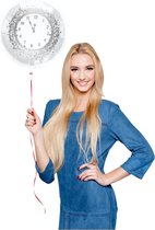 Happy New Year Folieballon Wit-Zilver - 45cm