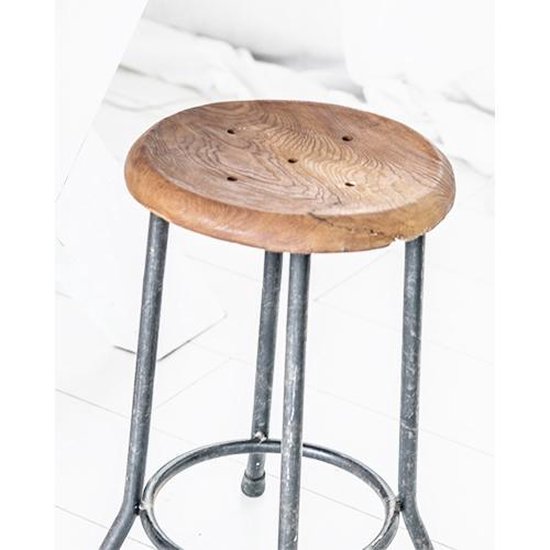 Collectief bekennen taart Kruk Vintage, metalen poten |Kruk zitting hout rond | kruk voor bij de  eettafel | bol.com