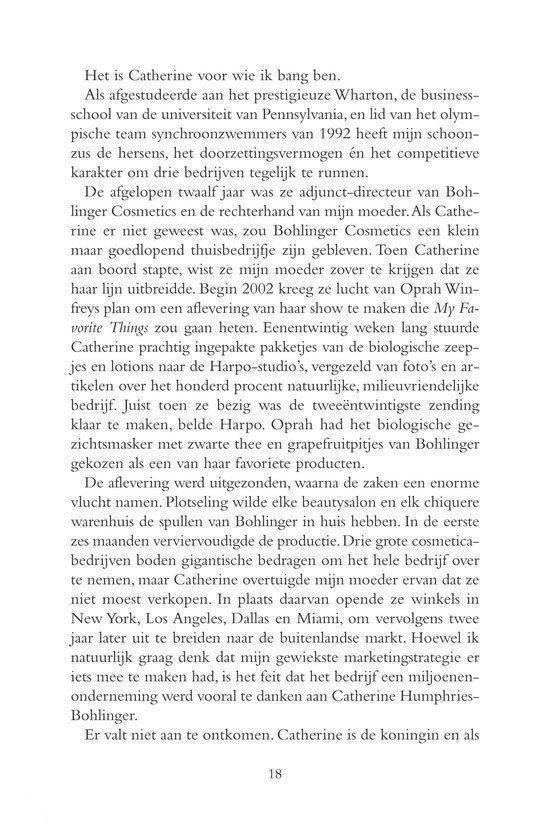 Pagina 18 uit een boek, met tekst over een vrouw en haar carrière.