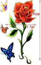 Water overdraagbare Tijdelijke Tattoo: Roos met vlinders