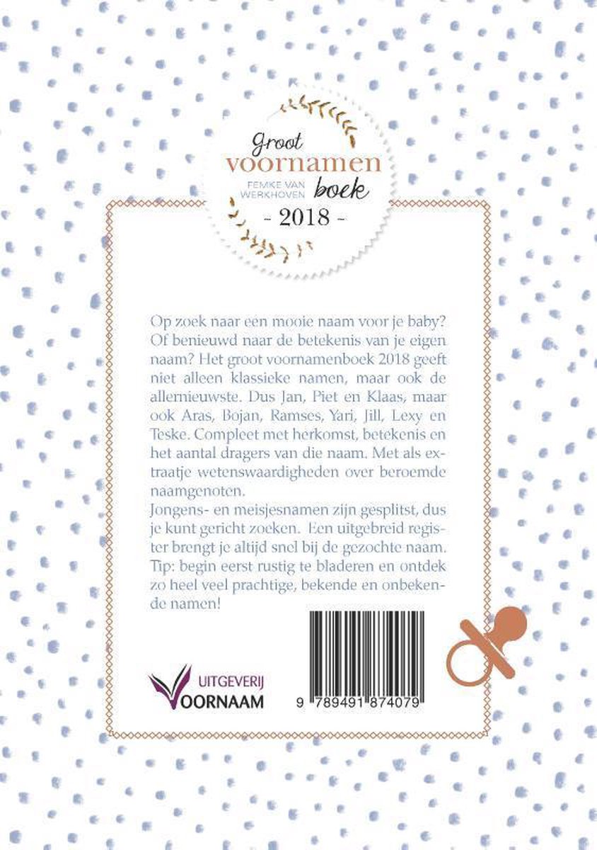 Groot voornamenboek 2018 - back cover