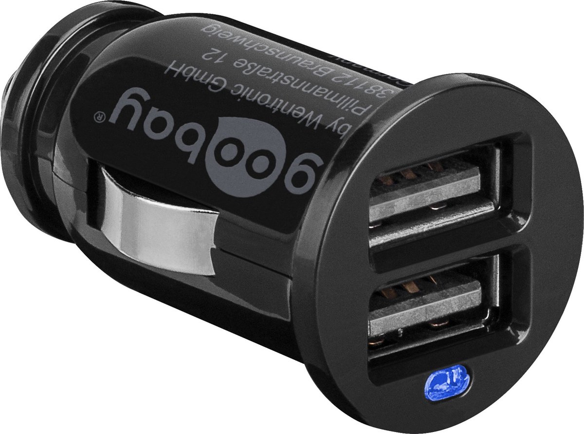 Goobay USB autolader met 2 poorten - 21A / zwart