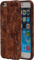 Warm Bruin Hout Design TPU Cover Case voor Apple iPhone 6/6S Hoesje