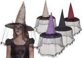 12 stuks: Hoed Heksville in 4 kleuren - assorti