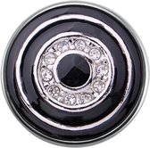Quiges - Dames Click Button Drukknoop 18mm Cirkels Zwart met Zirkonia - EBCM254