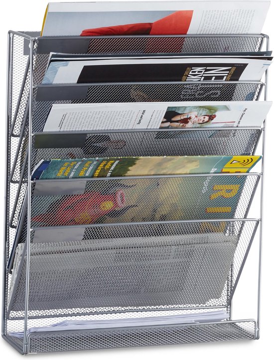 Relaxdays tijdschriftenrek muur - lectuurrek wand A4 - tijdschriftenhouder  - 6 vakken... | bol.com