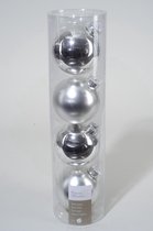 4 kerstballen zilver glans 100 mm