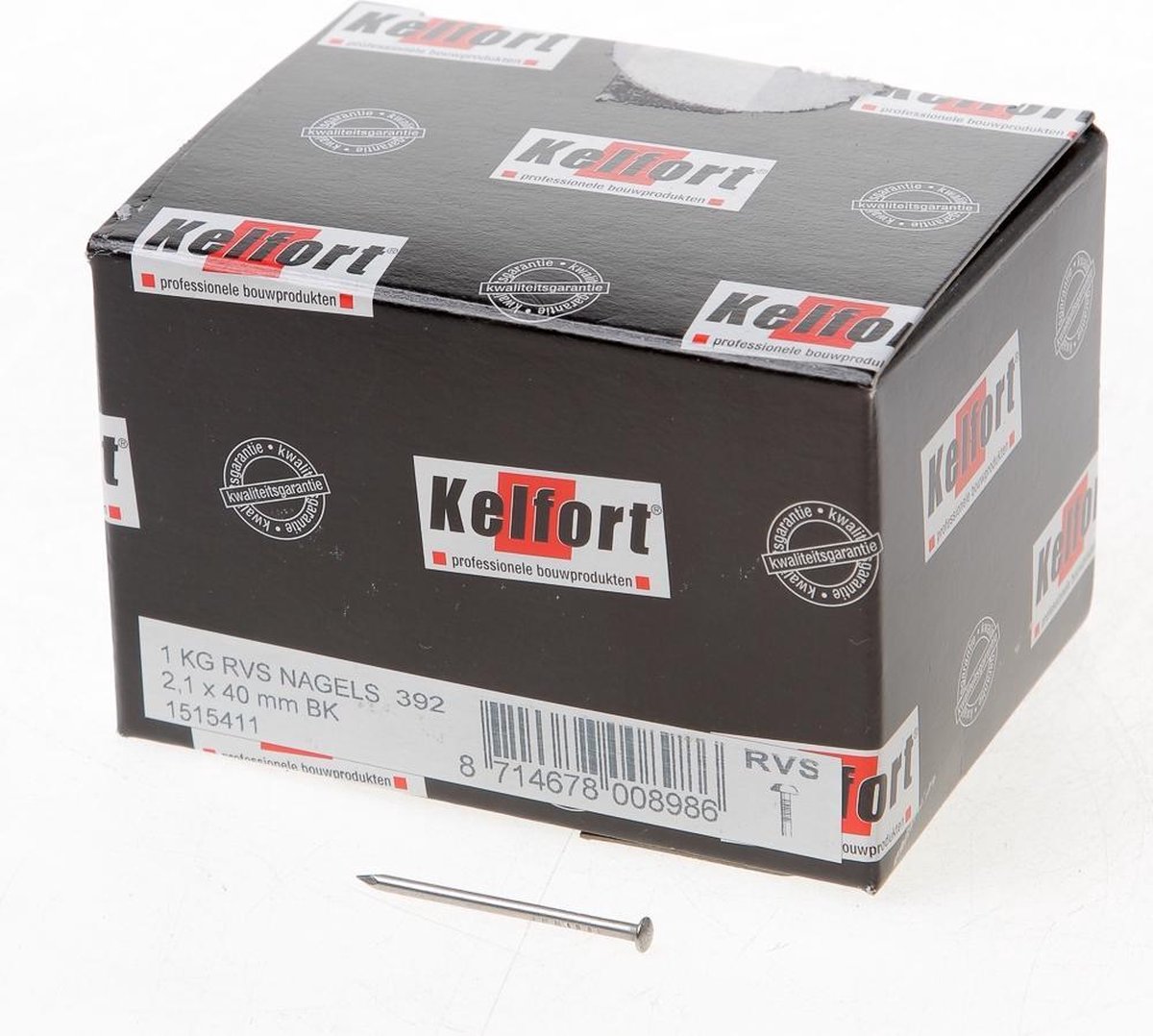 Kelfort draadnagel bombe kop RVS 2.1 x 40mm 1kg
