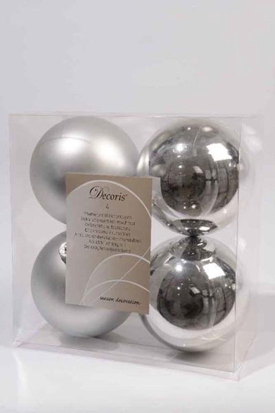Decoris kerstballen - 4 stuks - kunststof - 10cm