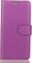 Shop4 - Samsung Galaxy A8 (2018) Hoesje - Wallet Case Lychee Paars