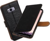 BestCases.nl Zwart Pull-Up PU booktype wallet cover hoesje Samsung Galaxy S8+ Plus