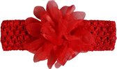 Jessidress Hoofdband Baby haarband met organza bloem - Rood