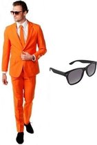Oranje heren kostuum / pak - maat 50 (L) met gratis zonnebril