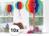 10x feestversiering decoratie bollen in regenboog kleuren 30 cm