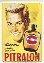 Pitralon reclame Mannen gebruiken na het scheren reclamebord 10x15 cm