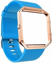 TPU Siliconen armband voor Fitbit Blaze inclusief metalen behuizing - Kleur - Blauw, Maat - L (Large)
