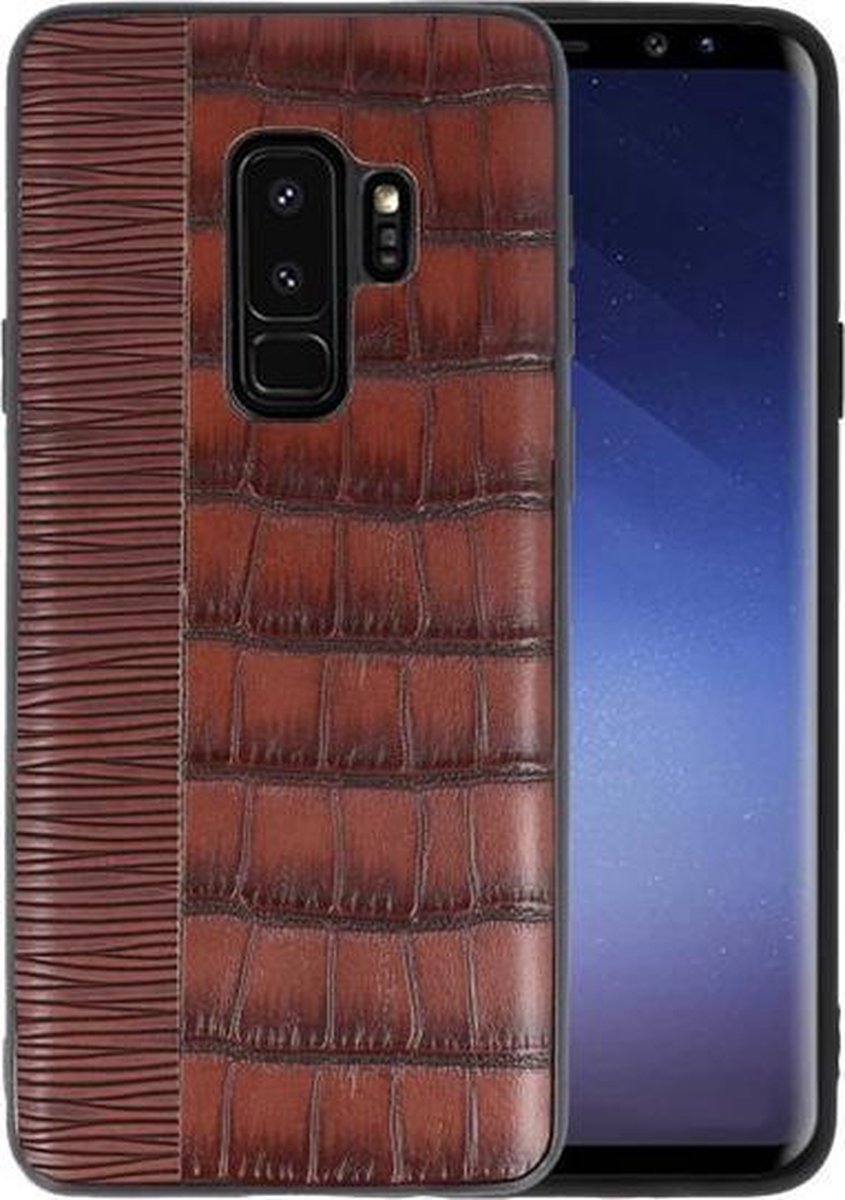 Croco Donker Bruin hard case hoesje voor Samsung Galaxy S9 Plus