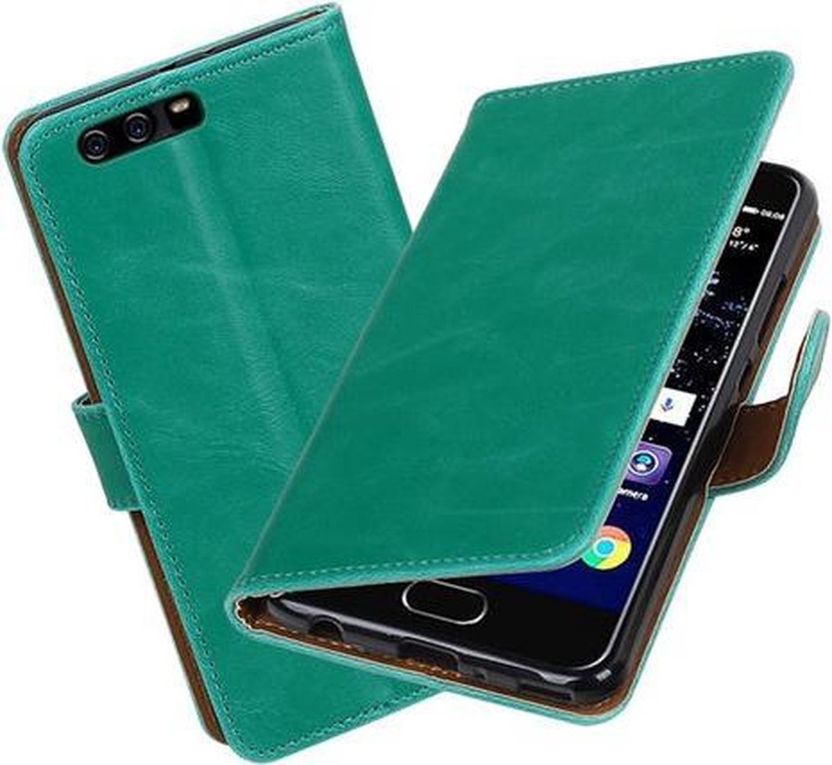 BestCases.nl Groen Pull-Up PU booktype hoesje Huawei P10 Plus