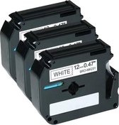 3 Roll Compatible voor Brother M-K231 / MK231 12mm x 8m Label Tape Cassette Zwart op Wit voor PT-55, PT-60, PT-65, PT-75, PT-80, PT-85, PT-90, PT-110, BB4