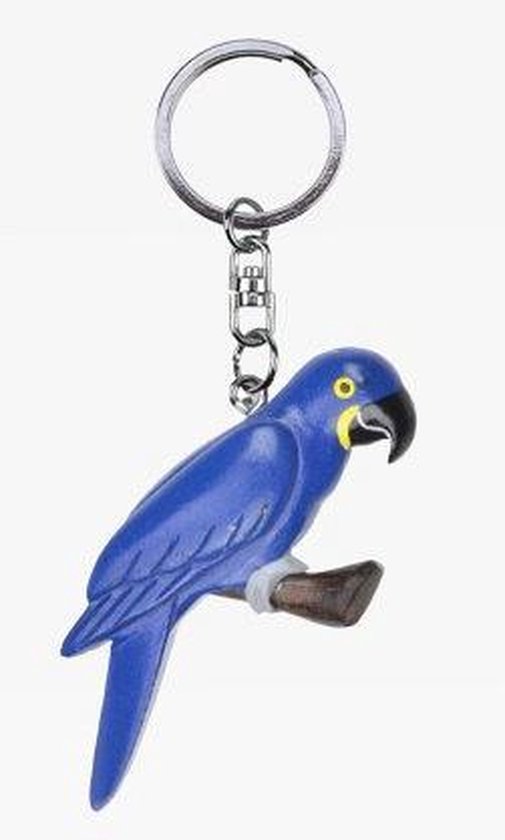 Houten blauwe papegaai sleutelhanger | bol.com