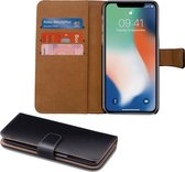 Lederen Book Case Hoesje Zwart geschikt voor Apple iPhone Xs / X - Portemonee Wallet Hoesje van iCall