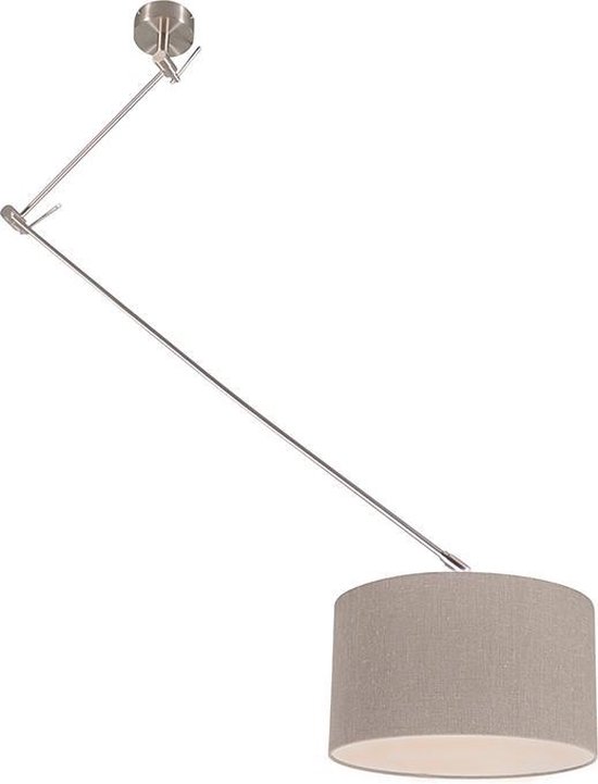 QAZQA blitz - Moderne Verstelbare hanglamp voor boven de eettafel | in eetkamer - 1 lichts - L 1000 mm - Grijs - Woonkamer | Slaapkamer | Keuken