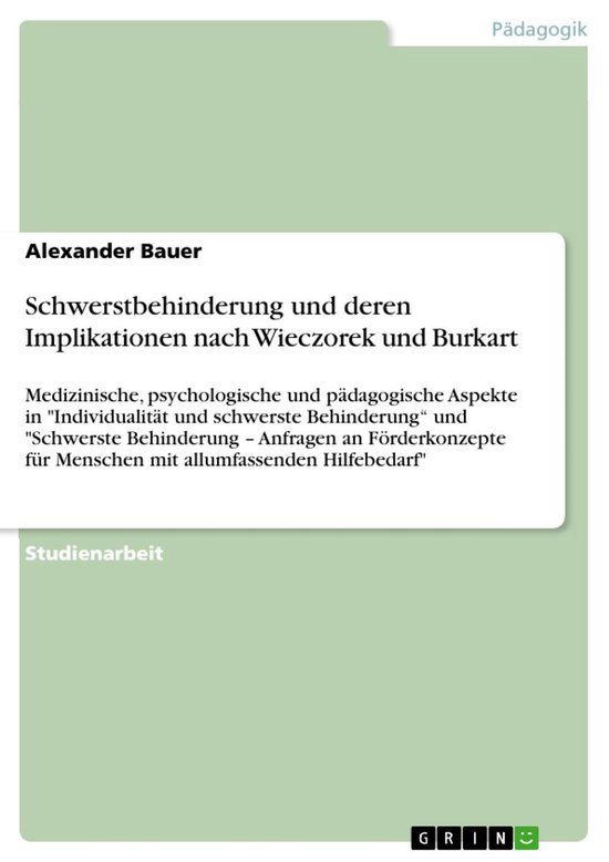 Schwerstbehinderung und deren Implikationen nach Wieczorek u ... - cover
