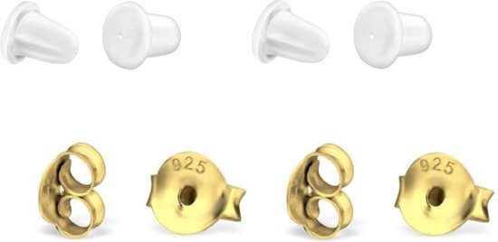 4 stuks Gold plated zilveren achterkantjes voor oorbellen - zilver + 4 st  oorbelstoppers | bol.com