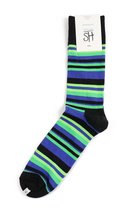 Happy Socks Stripe Sokken - Blauw/Groen - Maat 41-46