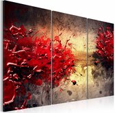 Schilderij - Rode verf splash , 3 luik