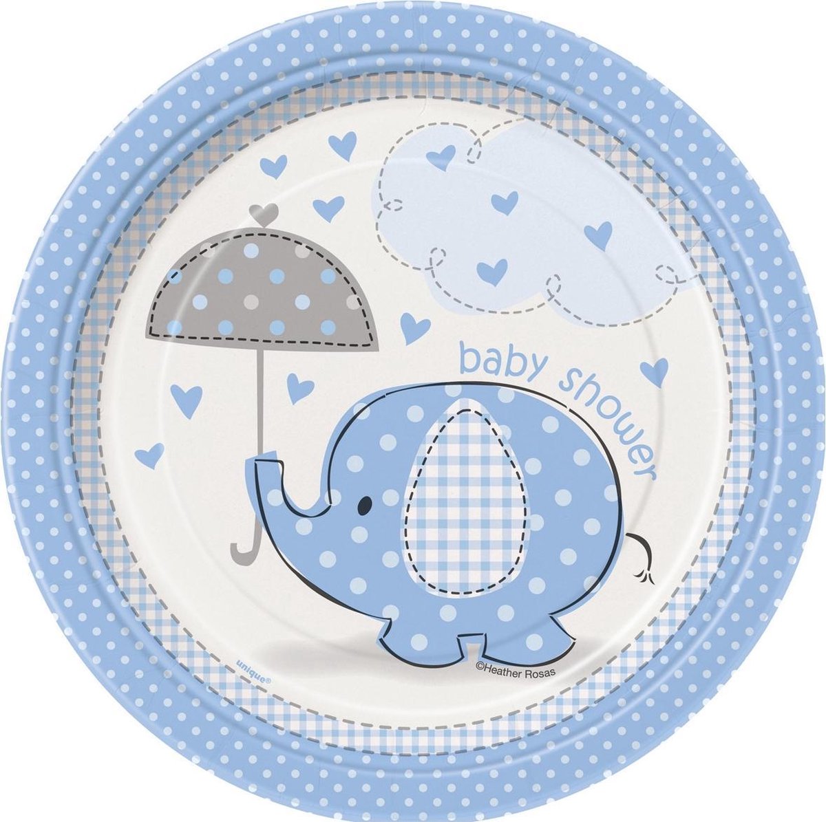 UNIQUE - 8 kleine kartonnen Blauwe Olifant borden