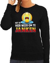 Funny emoticon sweater Het is hier weer om te janken zwart dames S